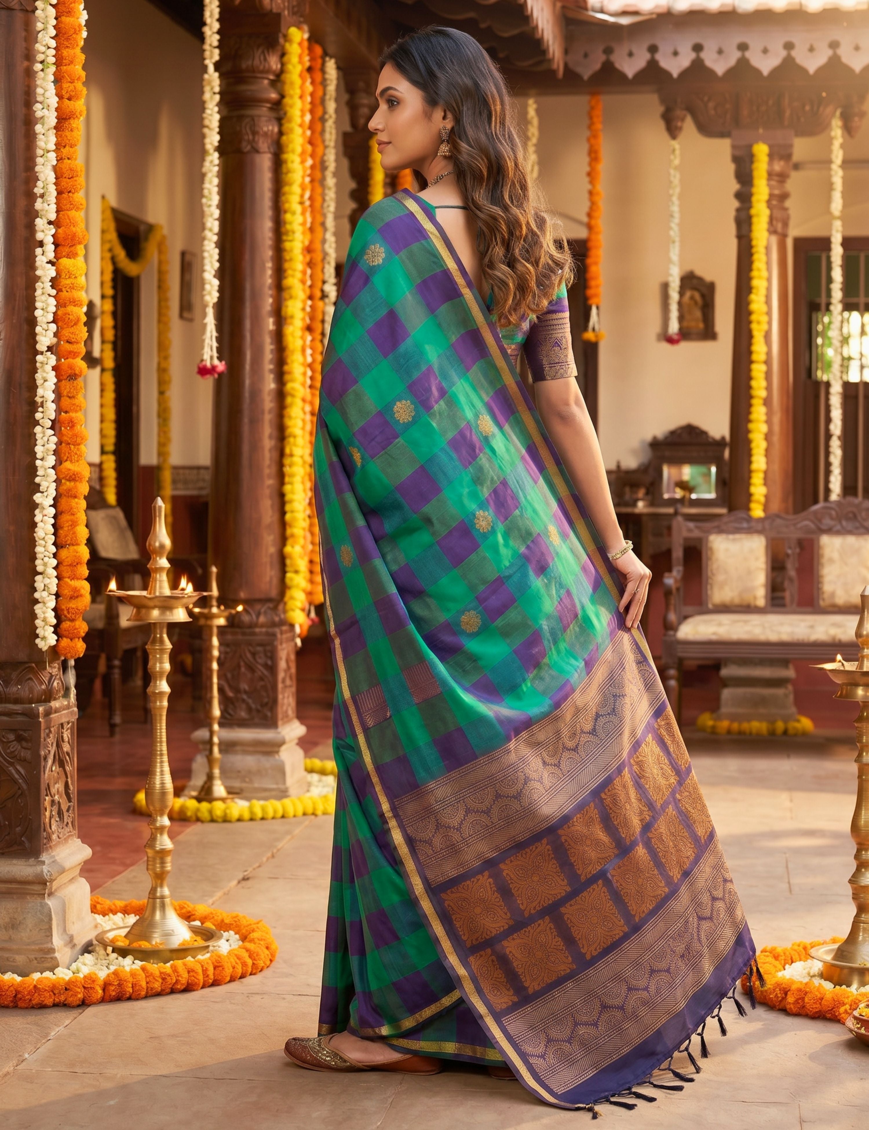 Green Negamam Cotton Saree