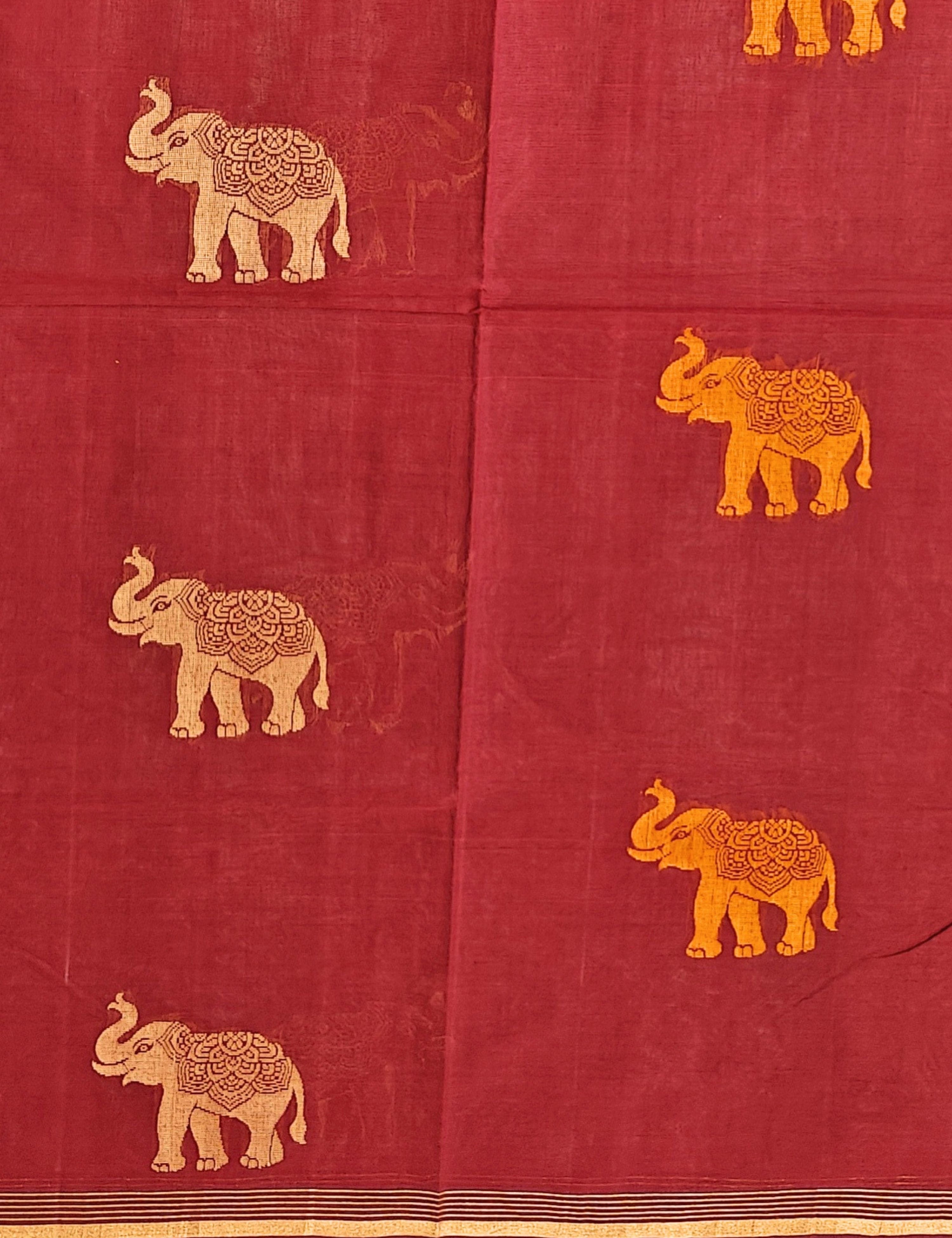Maroon Negamam Cotton Saree