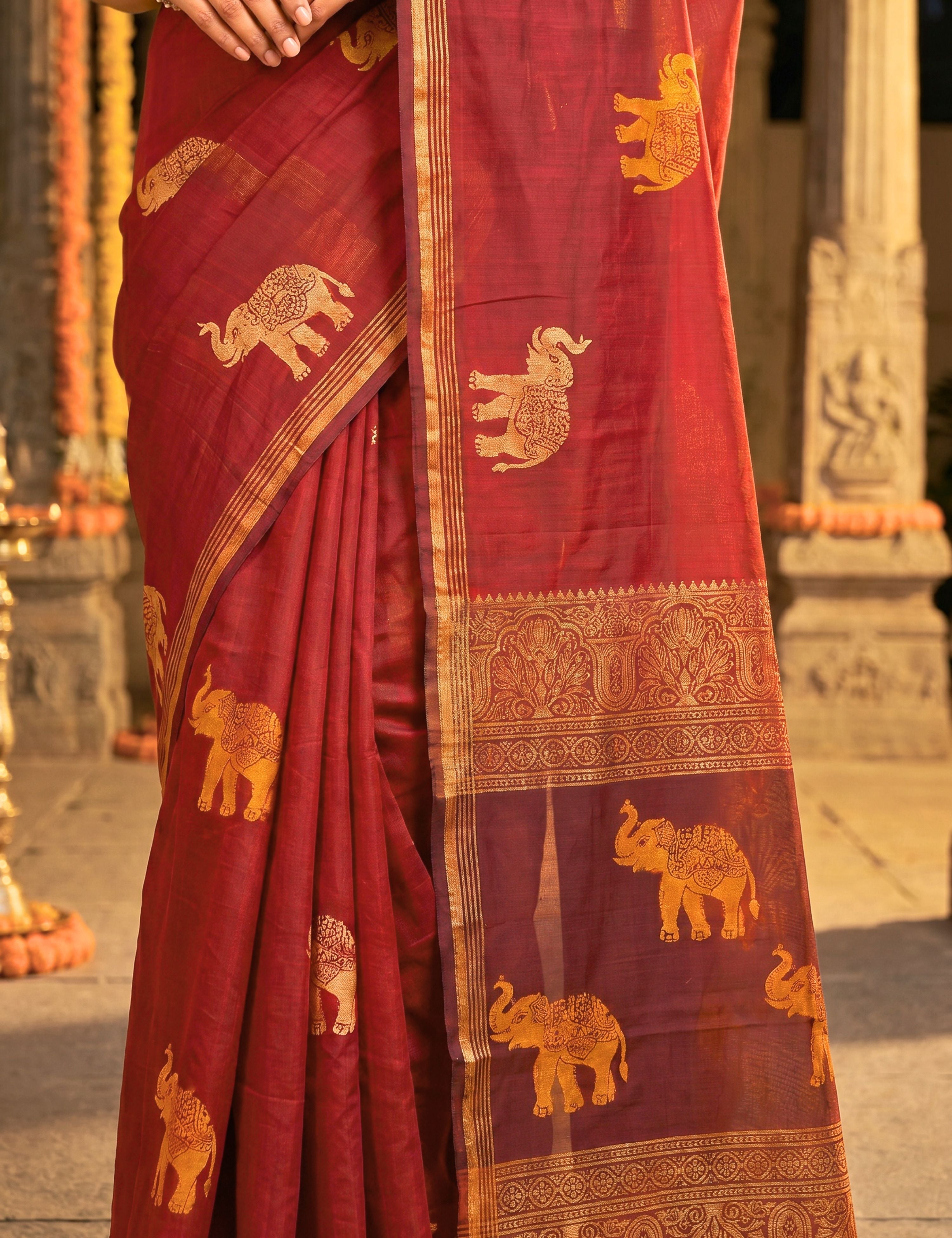 Maroon Negamam Cotton Saree